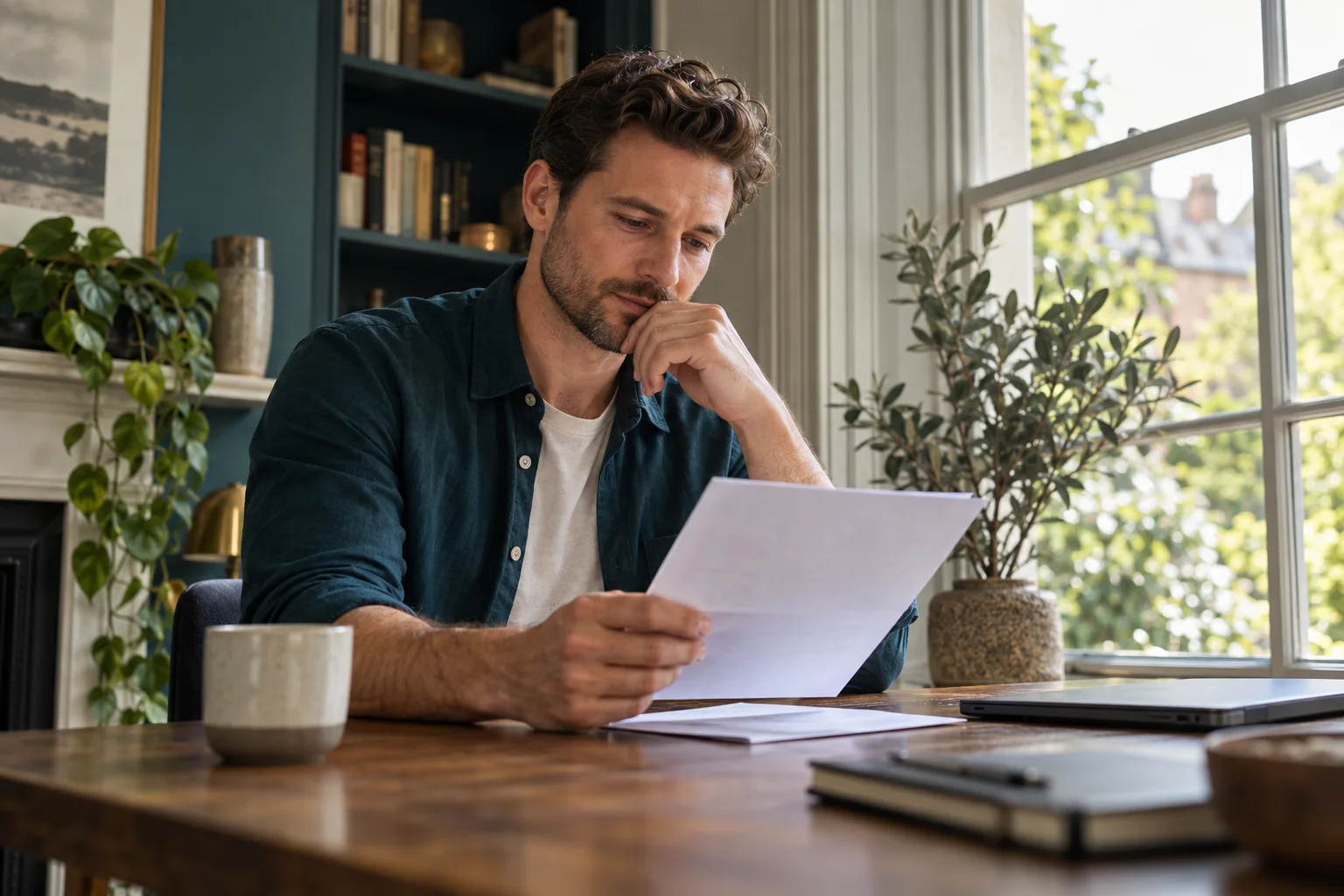 A man taking time to review his results